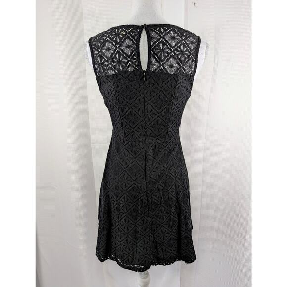NWOT! MONTEAU LOS ANGELES! RICH BLACK STRETCH LACE OVER BLACK, DRESS! SZ M - Picture 5 of 8